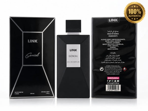 Deraah LINK Genial – Eau de Parfum Natural Spray | 100ml | 3.4 fl.oz | Made in France